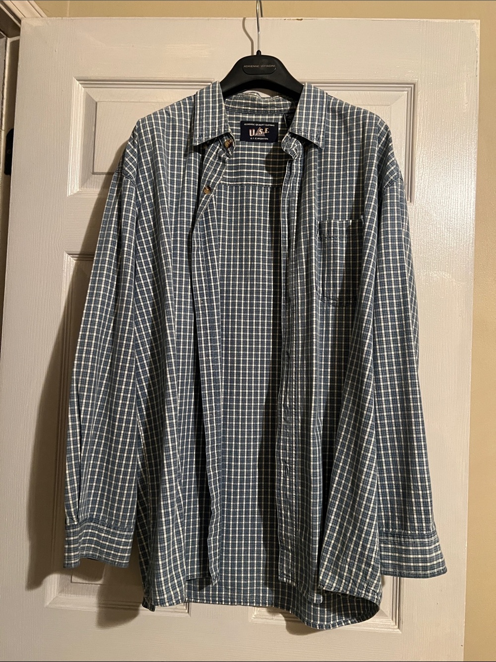 Men's Blue Check Button-Up Shirt